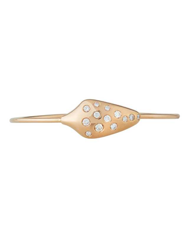 18K Rose Gold Snake Head Bangle with Diamonds